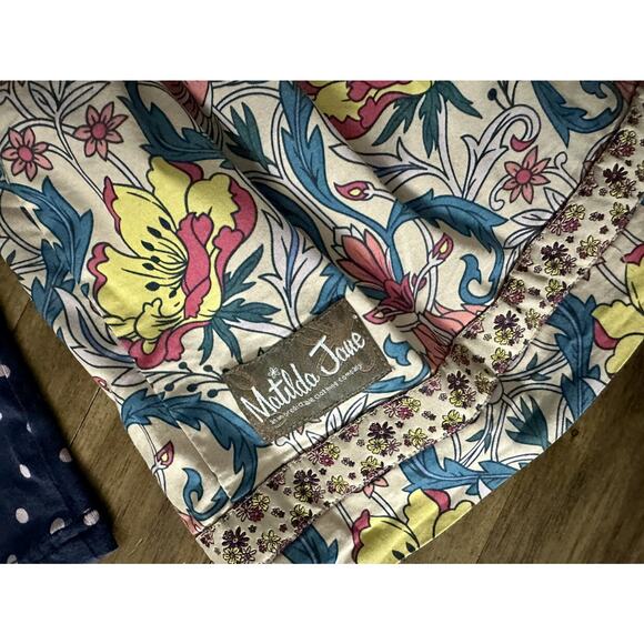 Matilda Jane Friends Forever Navy Blue Polka Floral Paisley Rowan Bow Knit Dress - Picture 7 of 8